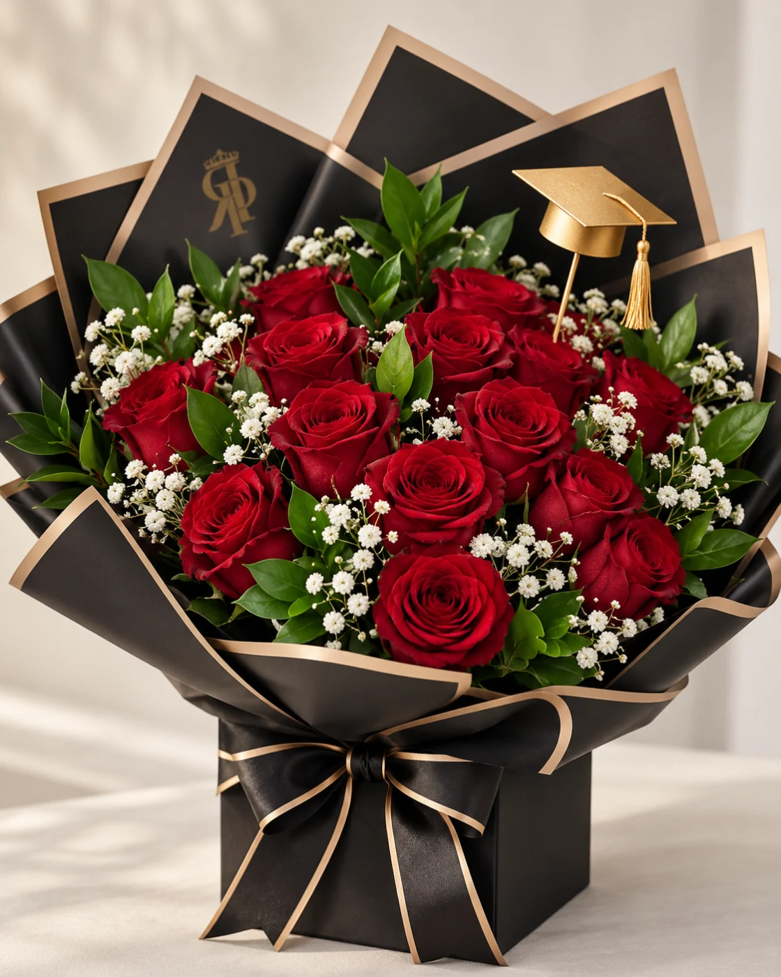 A custom graduation arrangement by Royal Petals